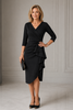 Black Crepe Dress with Skirt Ruffle 1509
