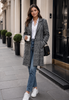 Knee Length Plaid Coat with Deep V-Neck and Pockets 44