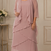 Chiffon Tier Layered Dress with Jacket 498