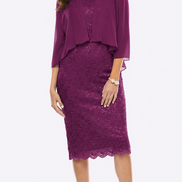 Stretch Sequinned Lace Dress with Chiffon Jacket 508