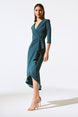 Regal Shawl Collar Dress with Cascading Ruffle 1550