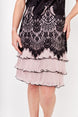 Lace Overlay Knee-Length Dress 657