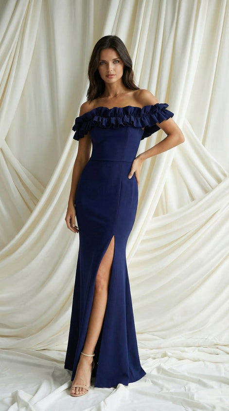 Long Stretch Crepe Gown 797