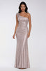 One Shoulder Long Gown with Ruffle Detail 741