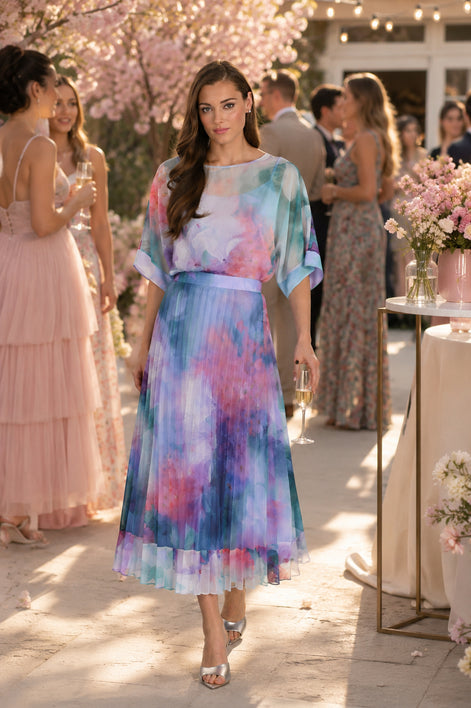 Chiffon Blouse And Matching Skirt Set 818