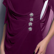 Chiffon Drape Dress with Diamante Button Details 1532