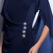 Chiffon Drape Dress with Diamante Button Details 1532