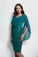 Chiffon Drape Dress with Diamante Button Details 1532