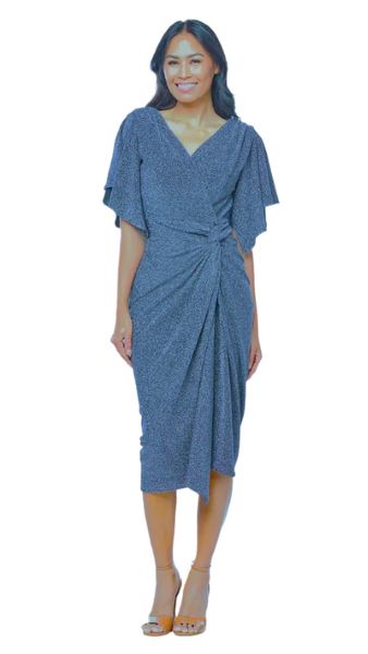 Lurex Shimmer Dress with Flutter Sleeves