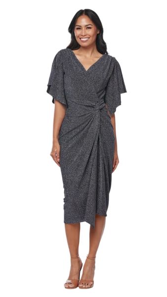 Lurex Shimmer Dress with Flutter Sleeves