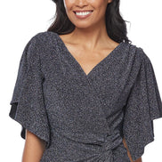 Lurex Shimmer Dress with Flutter Sleeves 1536