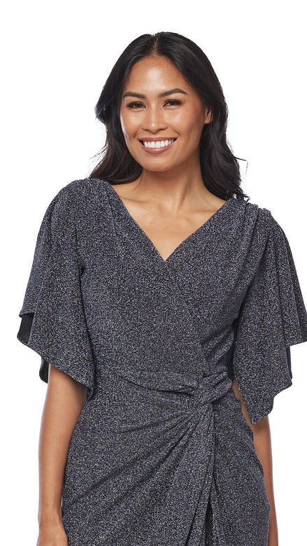 Lurex Shimmer Dress with Flutter Sleeves