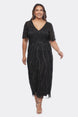 Tea Length Stretch Mesh Beaded Dress 715