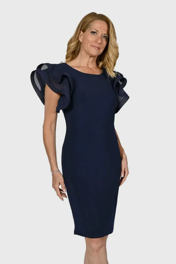 Flattering Ruffle Sleeve Dress 1607