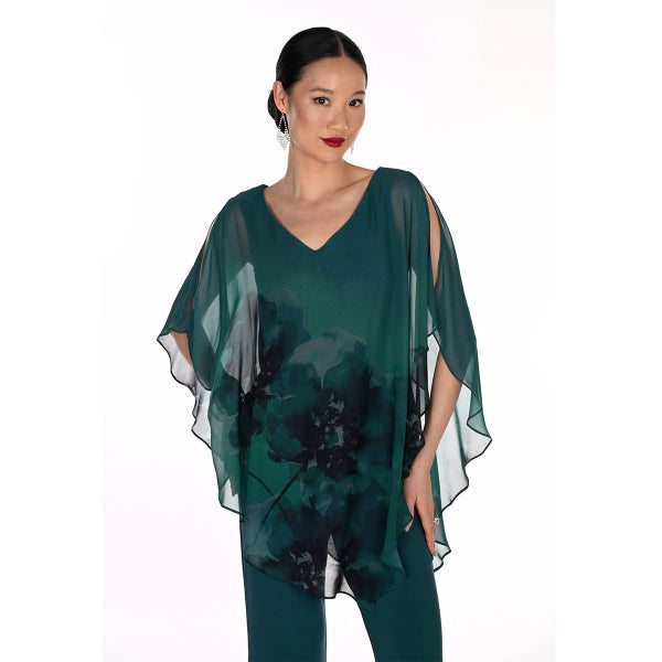 Chiffon Overlay Top With Floral Print 866