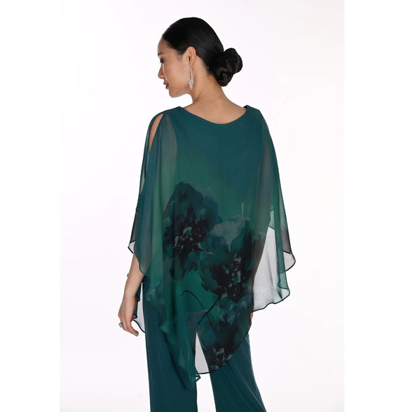 Chiffon Overlay Top With Floral Print 866