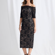Off Shoulder Midi Lace Dress 833