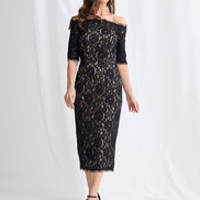 Off Shoulder Midi Lace Dress 833