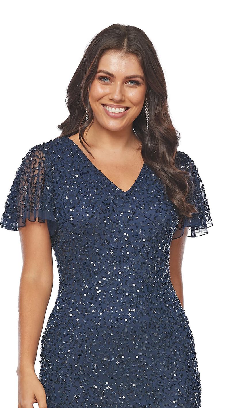 Sequined Midi Dress with Short Sleeves