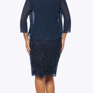 Embroidered Sequin Lace Dress with Chiffon Jacket 502