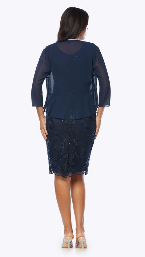 Embroidered Sequin Lace Dress with Chiffon Jacket 502