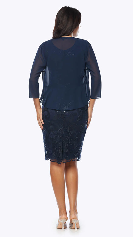 Embroidered Sequin Lace Dress with Chiffon Jacket 502