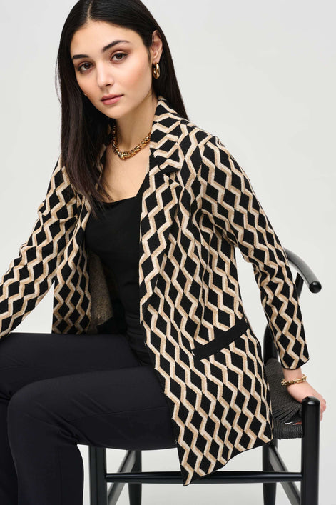 Brushed Jacquard Geometric Blazer