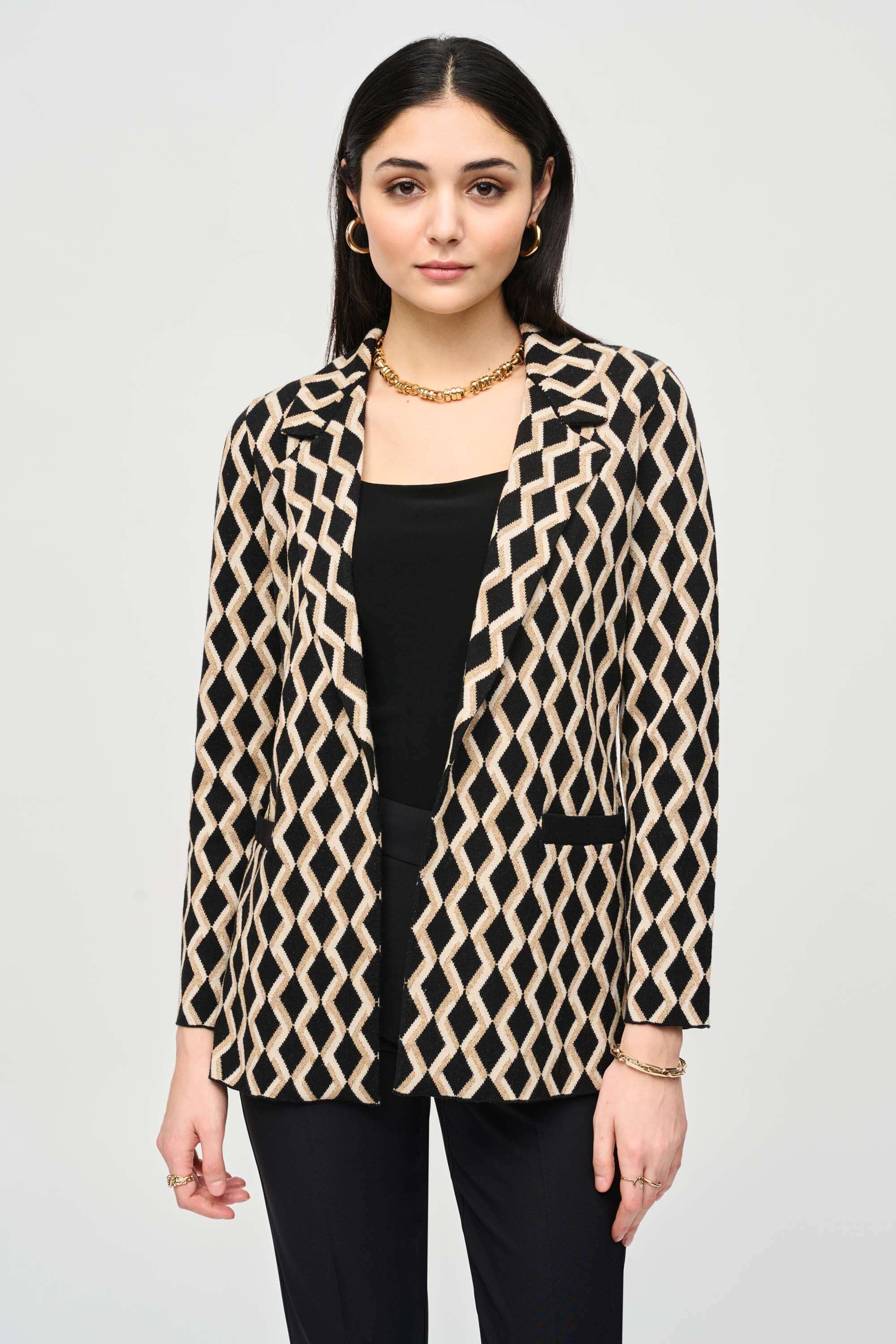 Brushed Jacquard Geometric Blazer