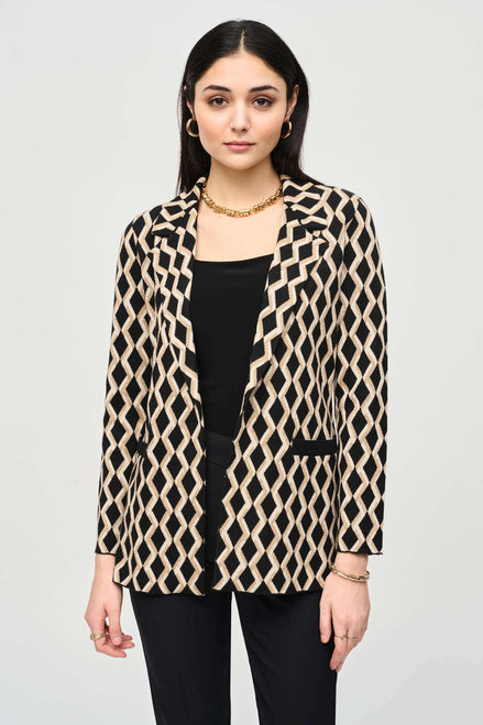 Brushed Jacquard Geometric Blazer