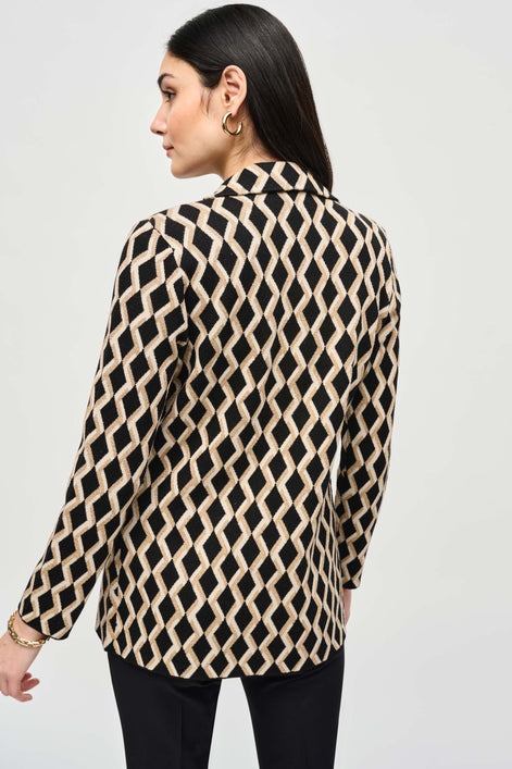 Brushed Jacquard Geometric Blazer
