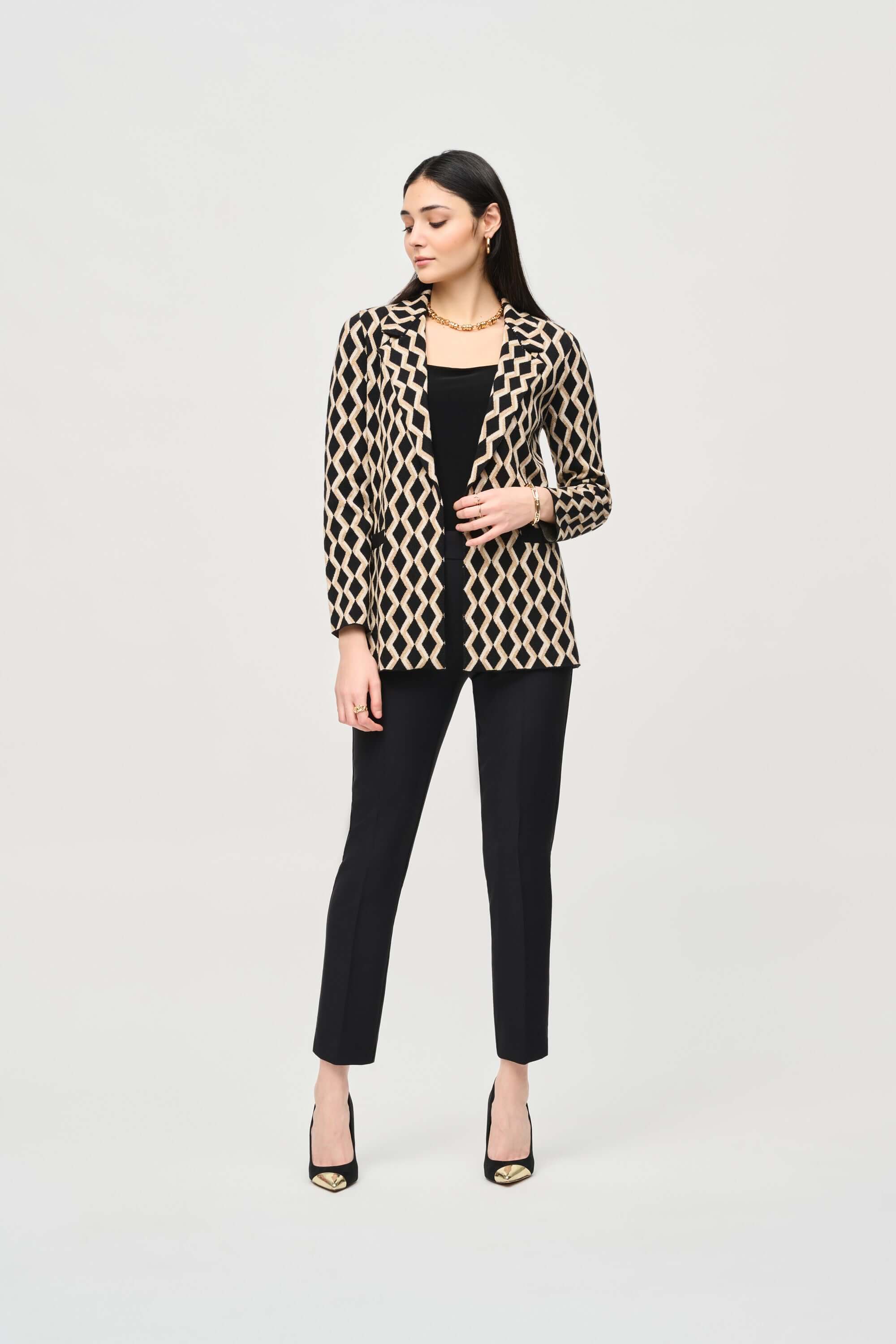 Brushed Jacquard Geometric Blazer