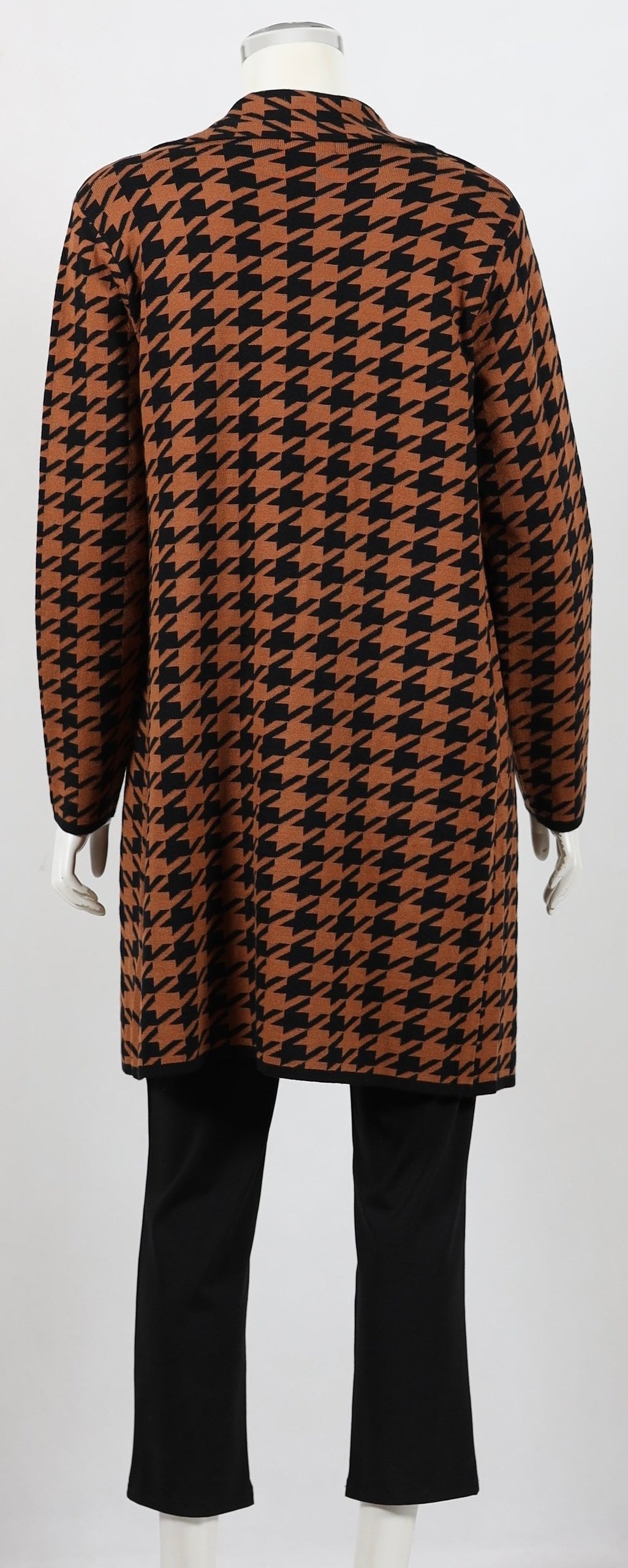 Thigh Length Knit Houndstooth Jacket