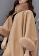 Poncho Bat Sleeve Cape with Faux Fur Trim 48