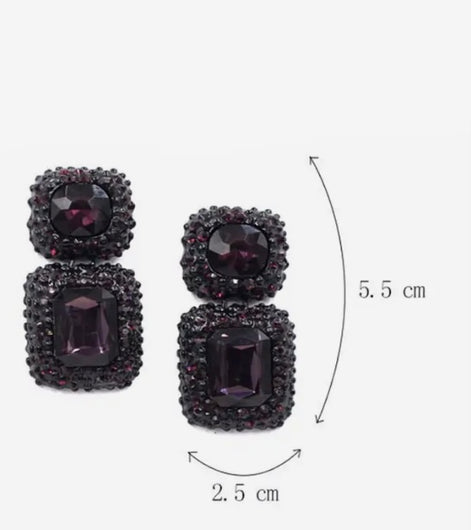 Vintage Geometric Rhinestone Dangle Earrings - SALE