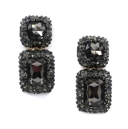 Vintage Geometric Rhinestone Dangle Earrings - SALE
