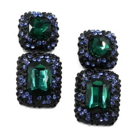Vintage Geometric Rhinestone Dangle Earrings - SALE