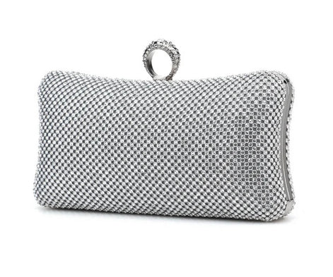 Crystal Clutch with Jeweled Ring Handle - SALE