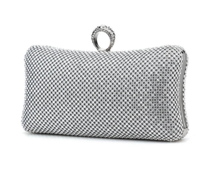 Crystal Clutch with Jeweled Ring Handle - SALE