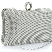 Crystal Clutch with Jeweled Ring Handle - 762