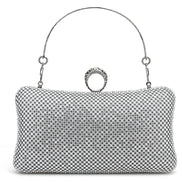 Crystal Clutch with Jeweled Ring Handle - 762