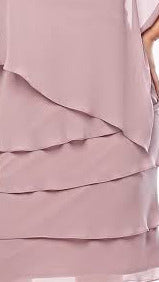 Knee Length Chiffon Layered Dress with Overlay 1577