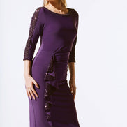 Silky Knit And Sequins Ruffle Sheath Dress 1501