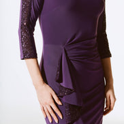 Silky Knit And Sequins Ruffle Sheath Dress 1501