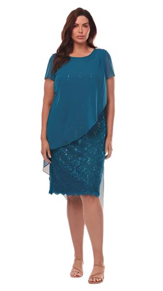 Lace Sequined Dress with a Chiffon Overlay