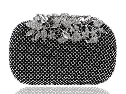 Diamante Clutch Bag with Floral Detailing - SALE