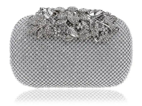 Diamante Clutch Bag with Floral Detailing - SALE