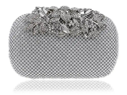 Diamante Clutch Bag with Floral Detailing - SALE