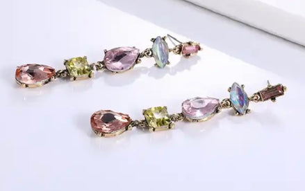 Multi Stone Dangle Earrings - SALE