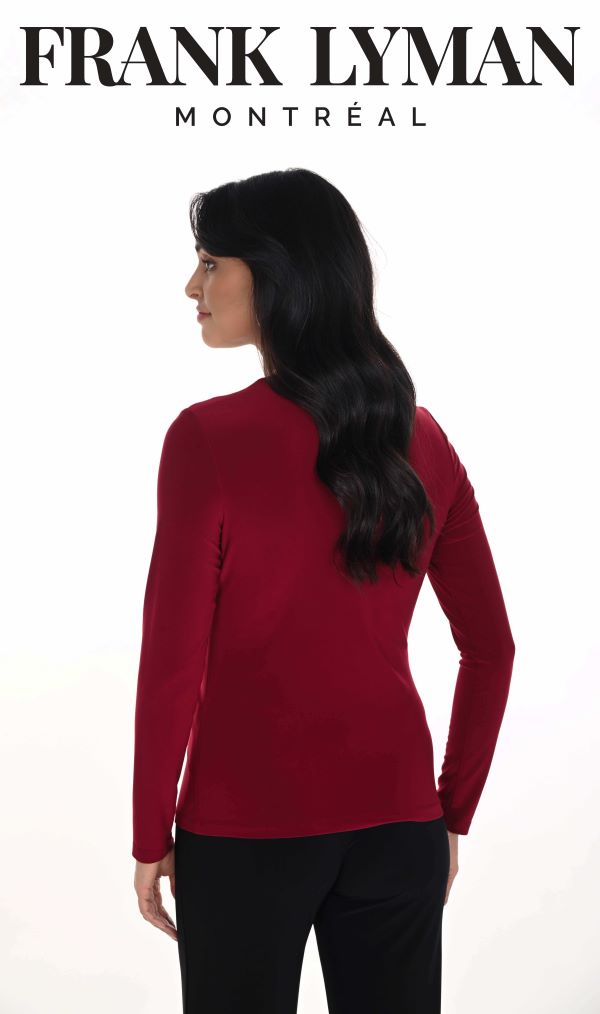 Long Sleeve Merlot Top With Peep Hole Feature 806