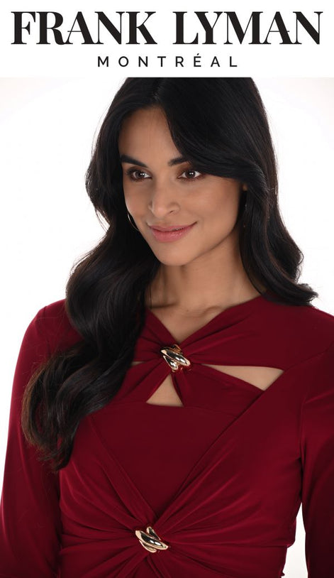 Long Sleeve Merlot Top With Peep Hole Feature 806